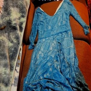 Mia joy teal half sleeve midi dress